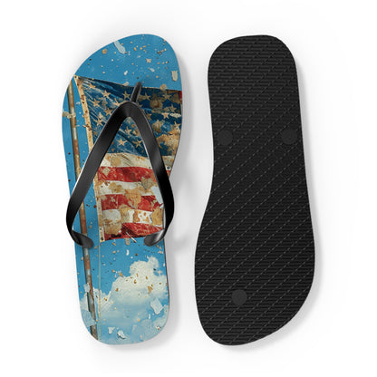 Distressed American Flag Flip-Flops