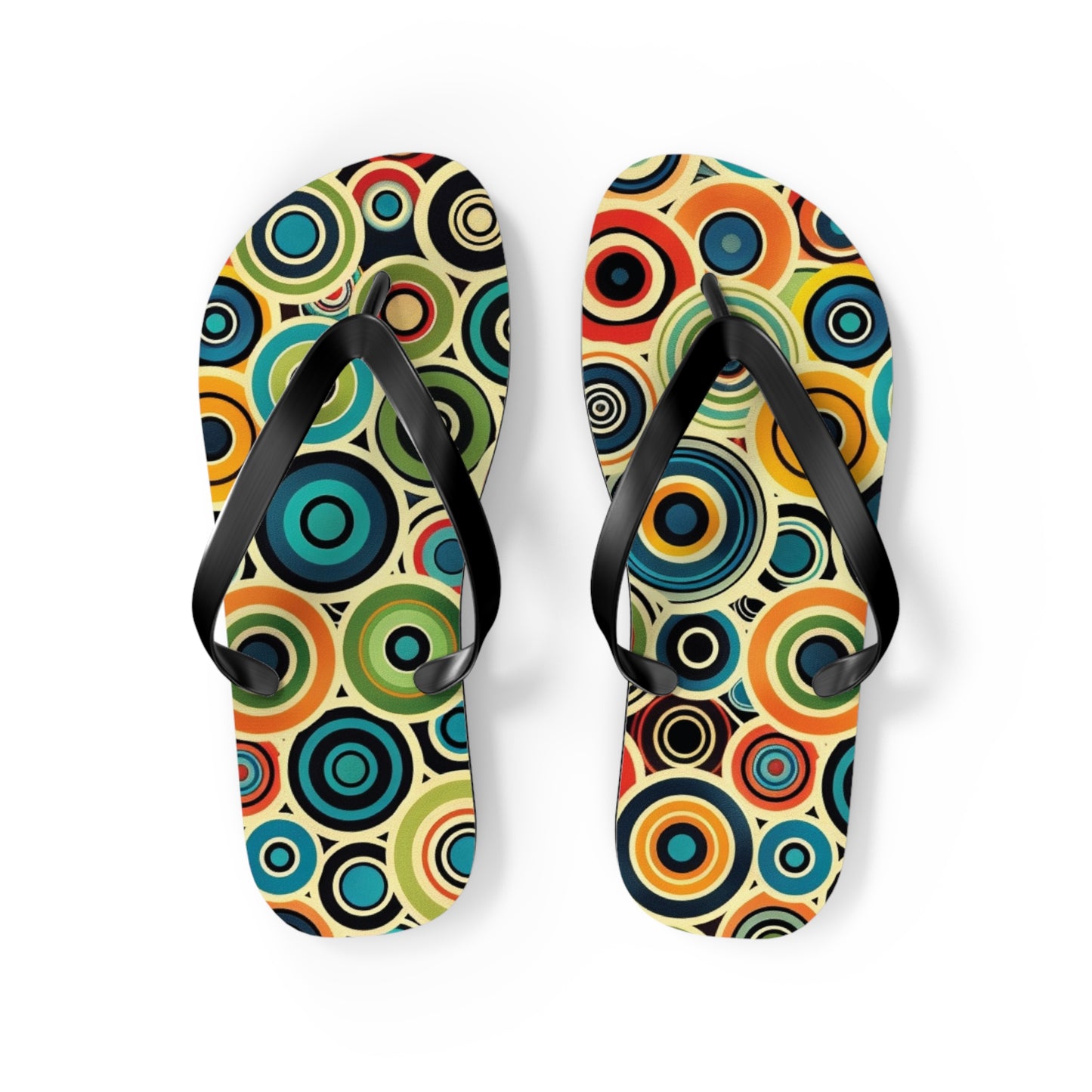 Abstract Decorative Circles Pattern Flip-Flops