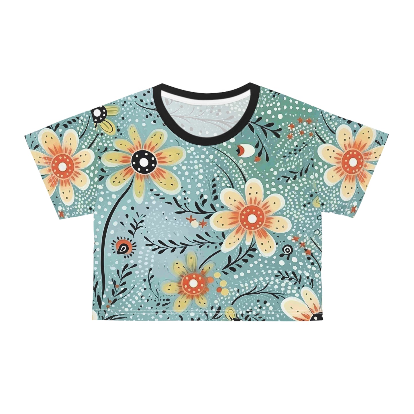 Aboriginal Flower Pattern (AOP) Crop Tee