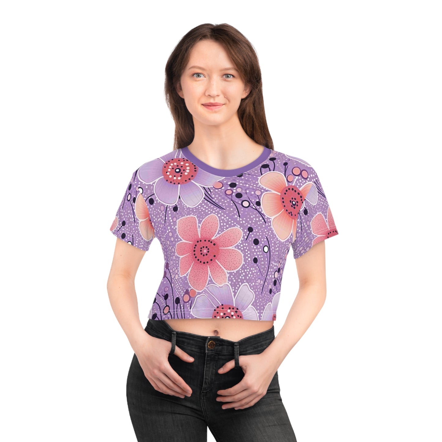 Aboriginal Flower Pattern (AOP) Crop Tee