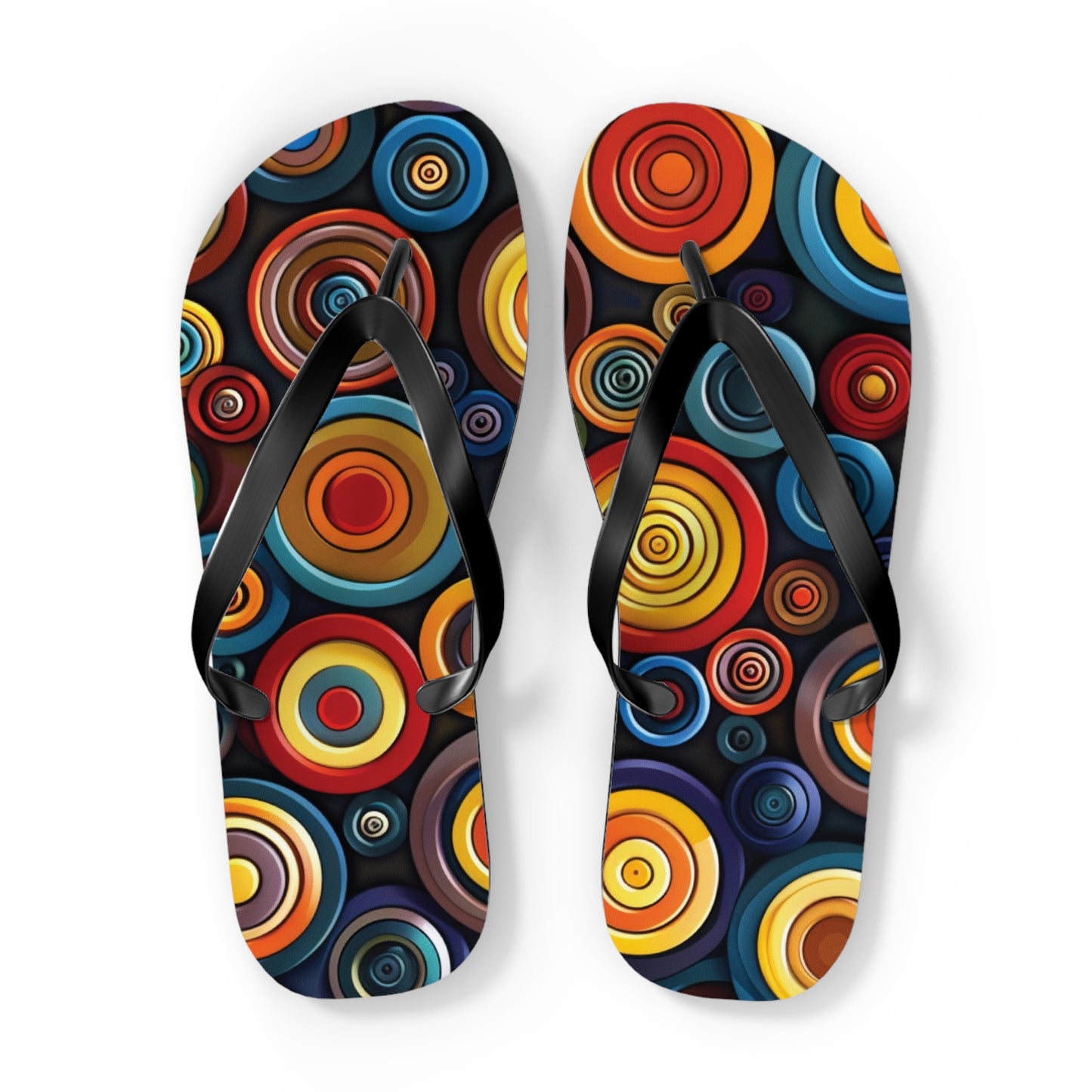 Abstract Decorative Circles Pattern Flip-Flops