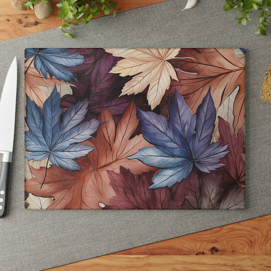 Autumn Floral Glass Cutting Board