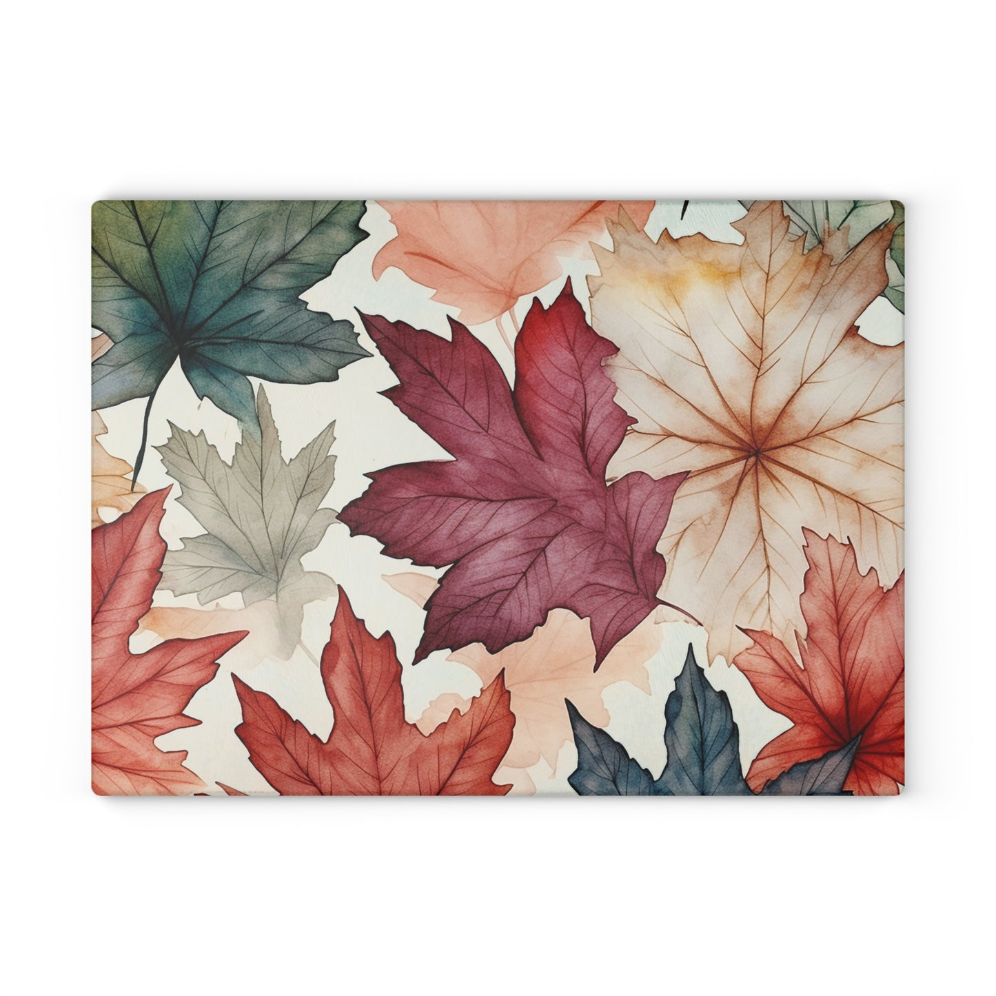 Autumn Floral Glass Cutting Board