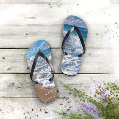 Sand Shore Ocean Waves Flip-Flops