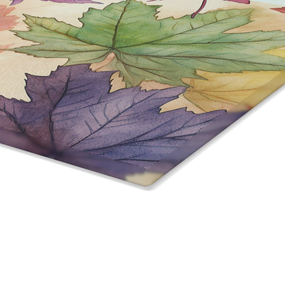 Autumn Floral Glass Cutting Board