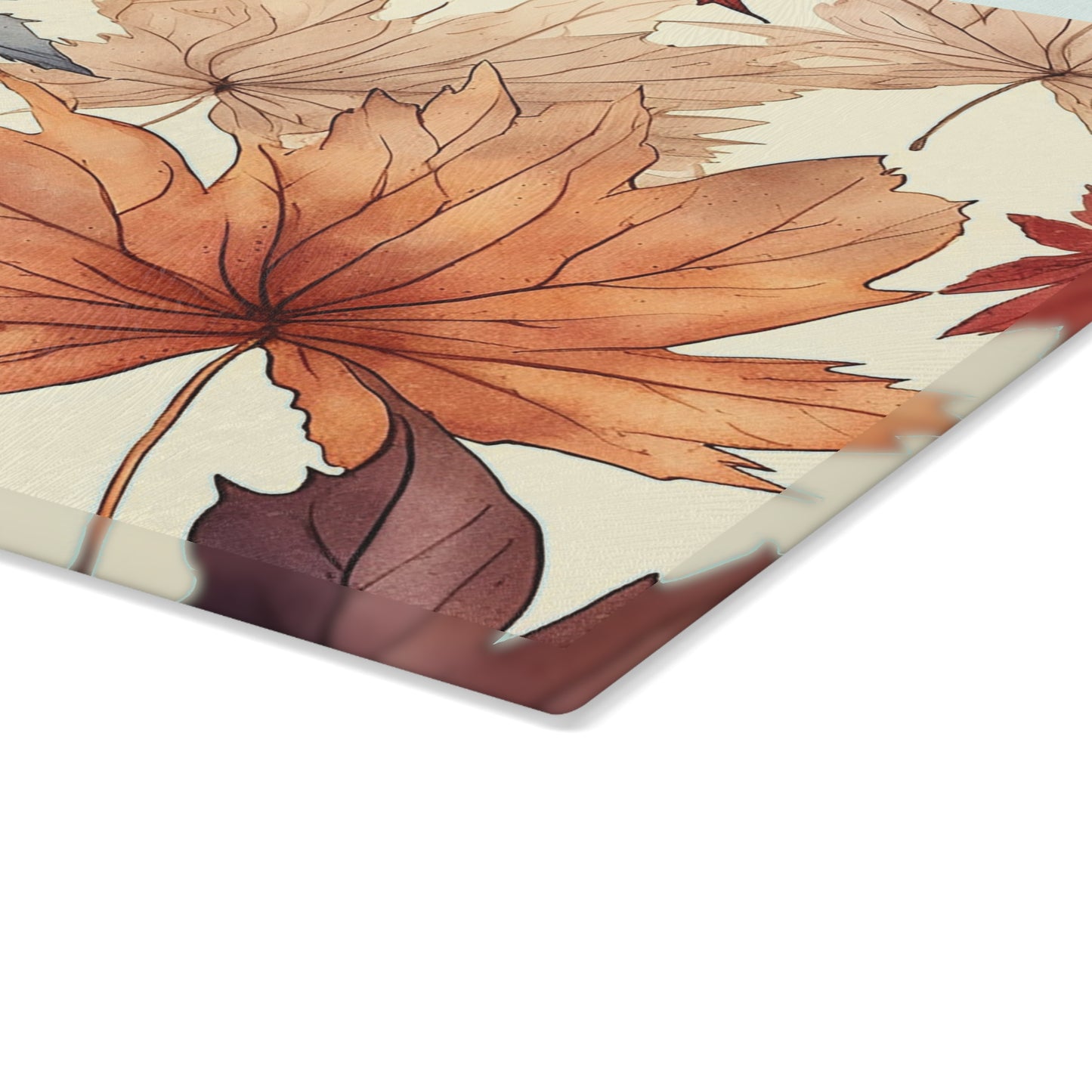 Autumn Floral Glass Cutting Board