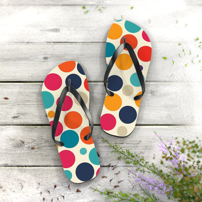 Colorful Polka Dot Pattern Flip-Flops