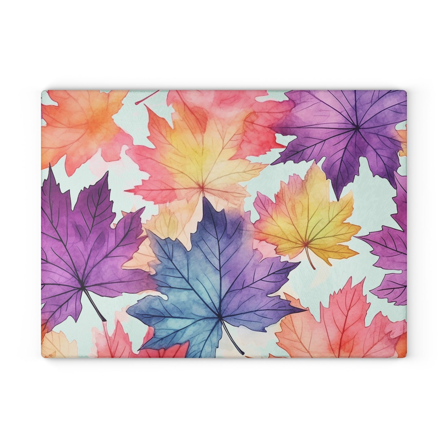 Autumn Floral Glass Cutting Board