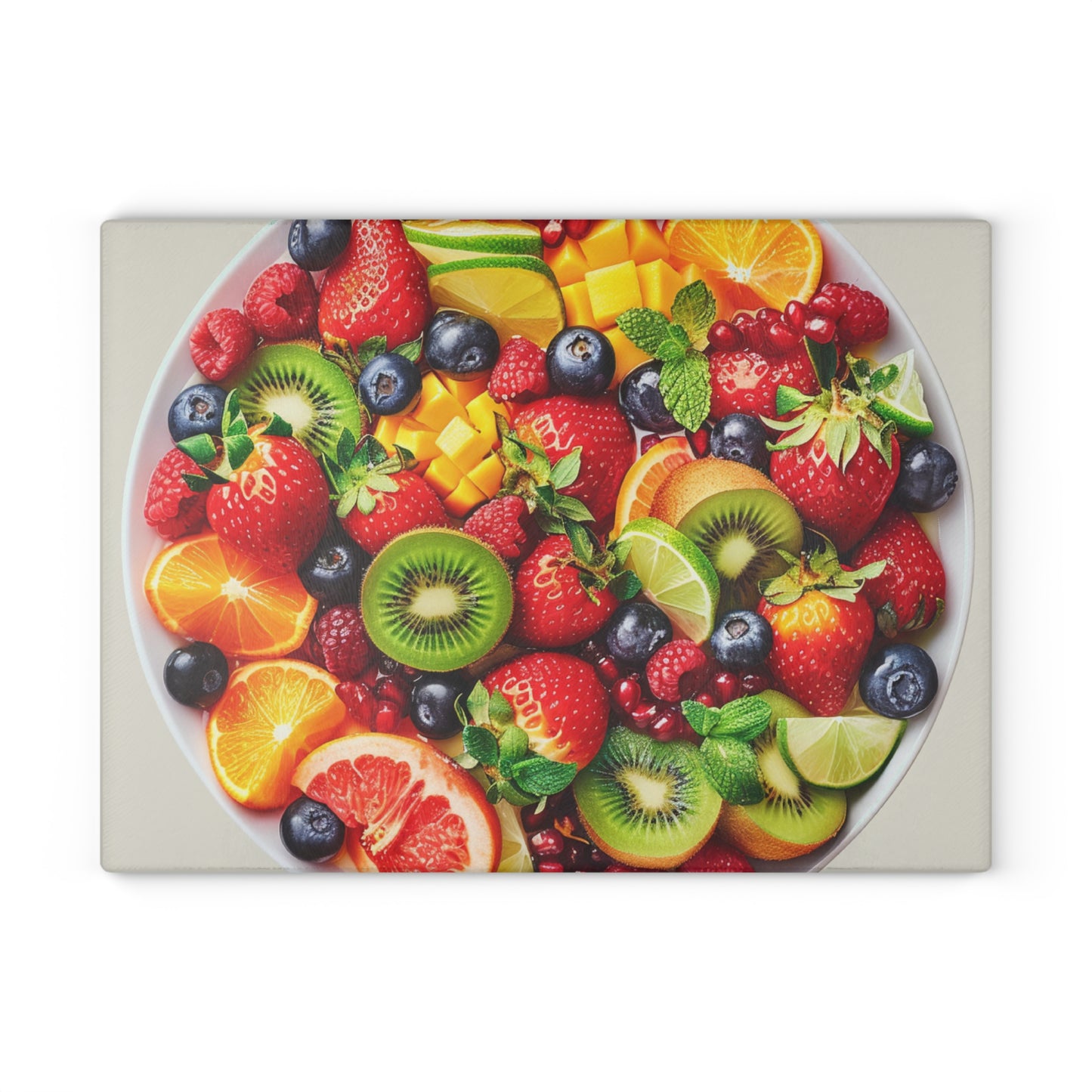 Fruits Print Glass Cutting Board