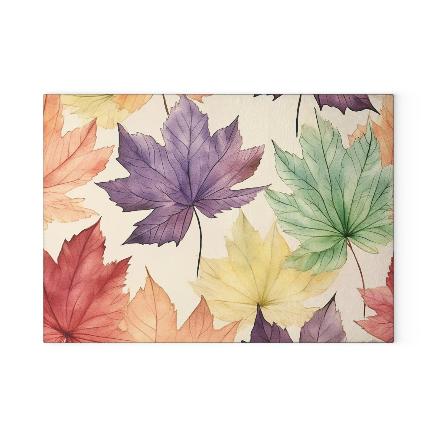 Autumn Floral Glass Cutting Board