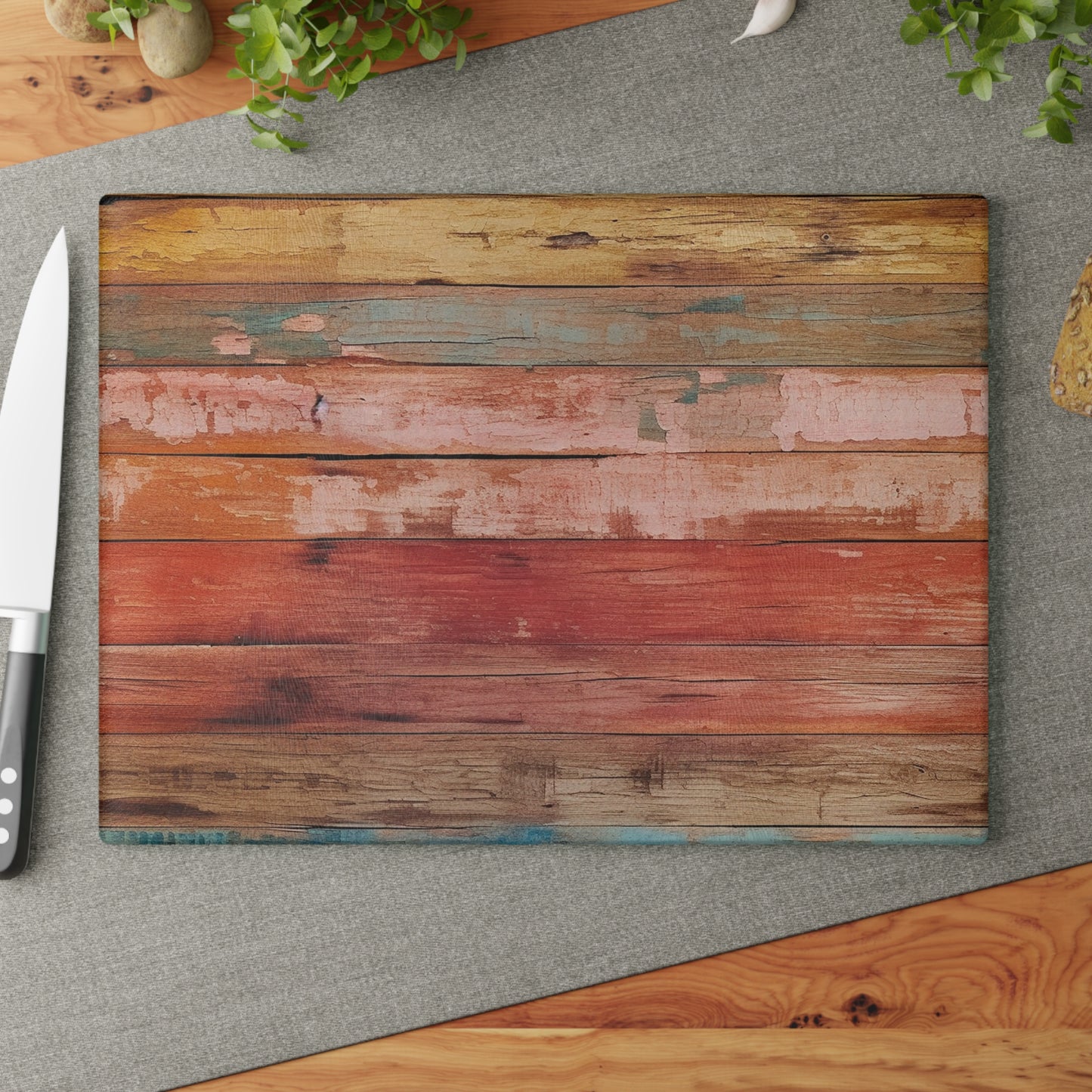 Wooden Print Glass Cutting Board