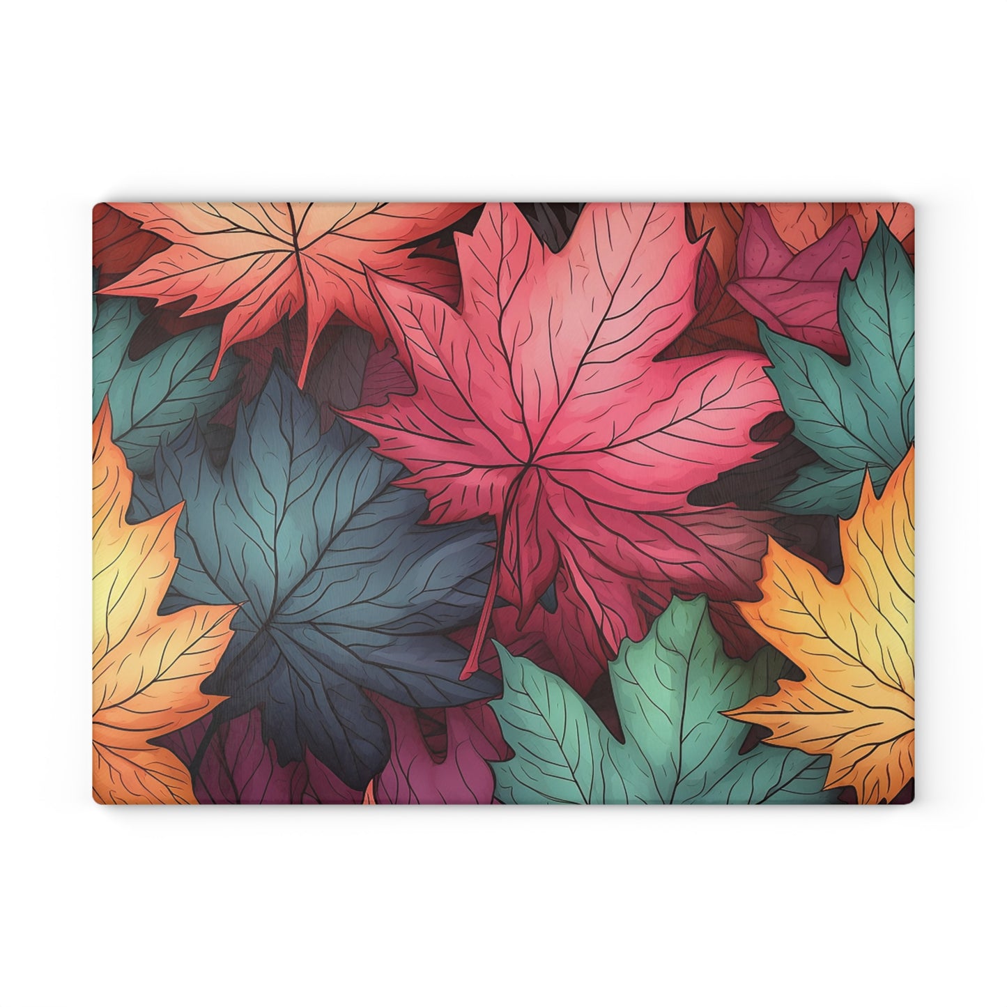 Autumn Floral Glass Cutting Board