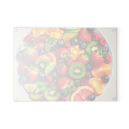 Fruits Print Glass Cutting Board