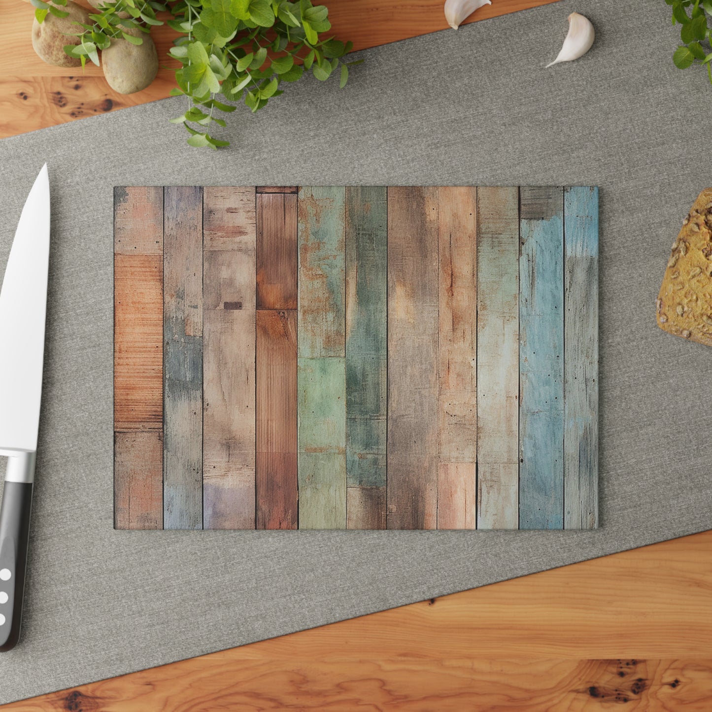 Wooden Print Glass Cutting Board