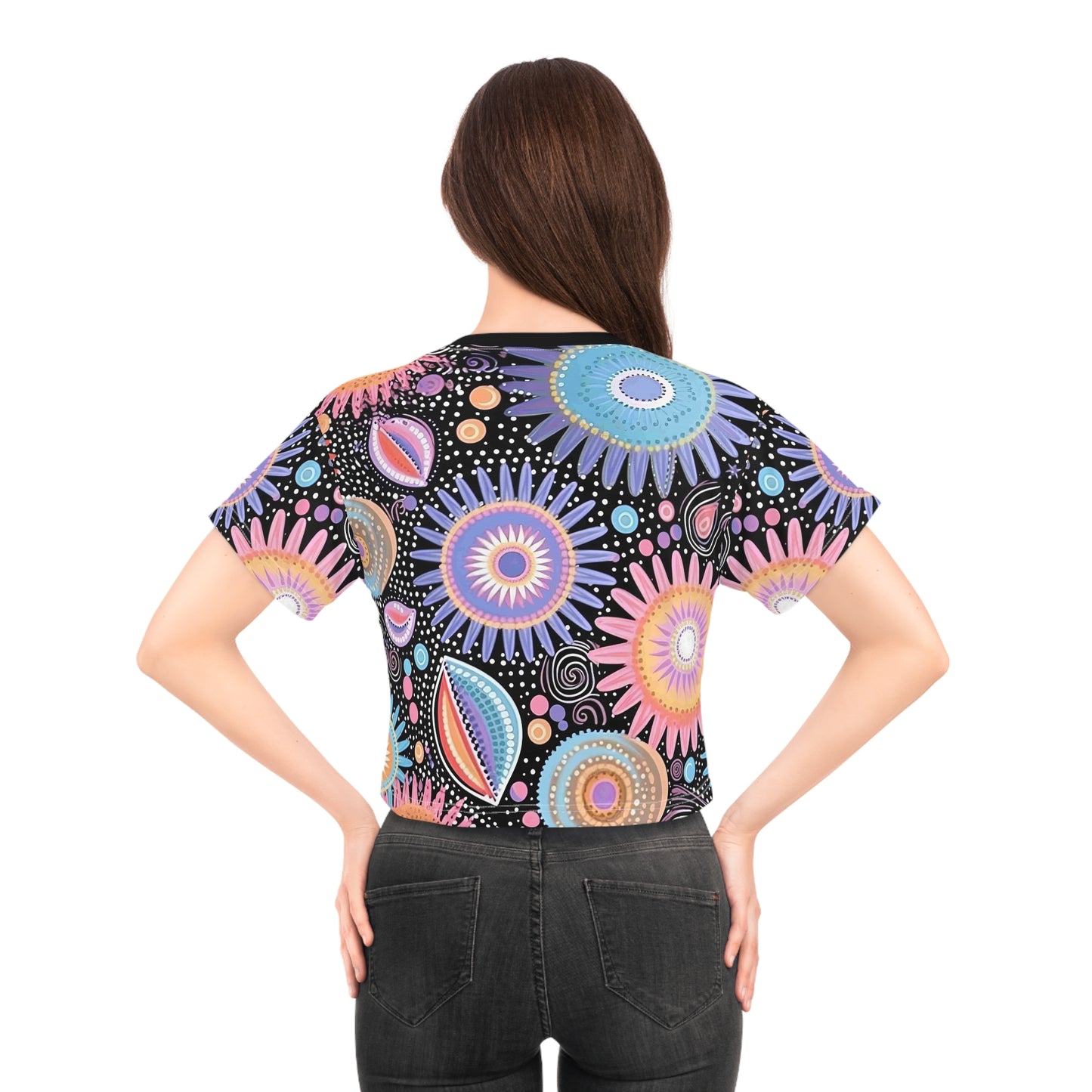 Aboriginal Flower Pattern (AOP) Crop Tee