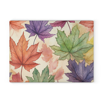 Autumn Floral Glass Cutting Board