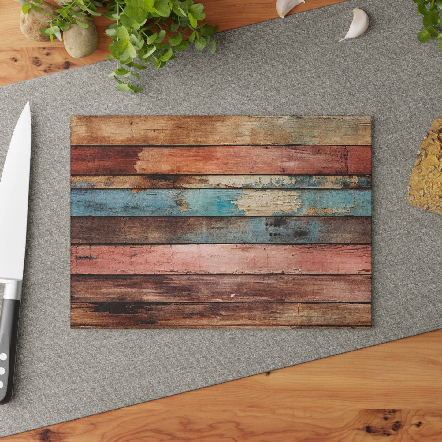 Wooden Print Glass Cutting Board