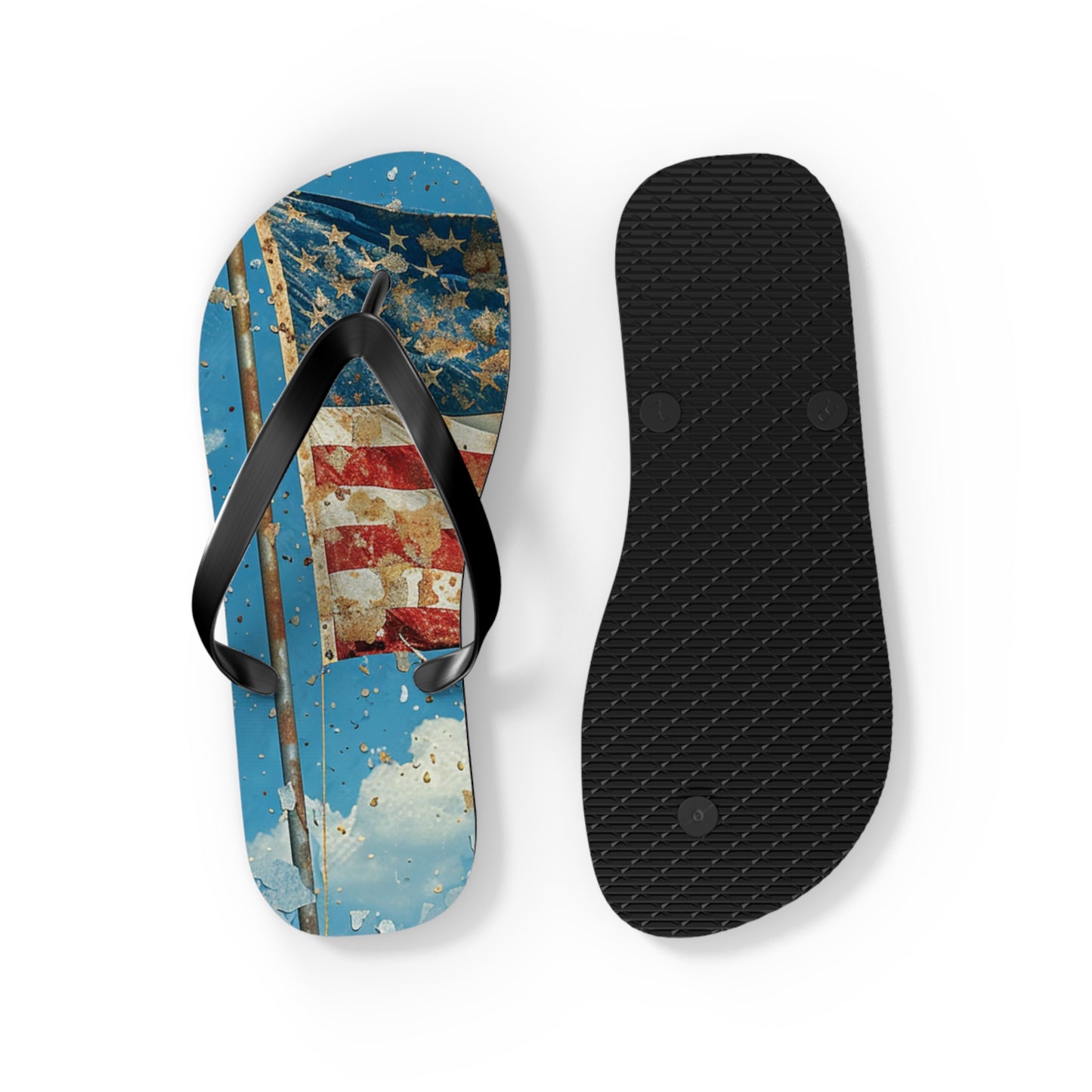 Distressed American Flag Flip-Flops