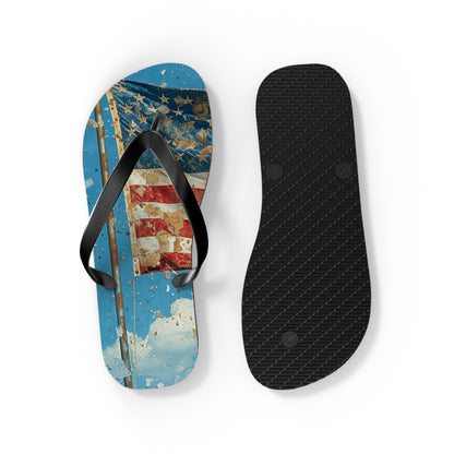 Distressed American Flag Flip-Flops