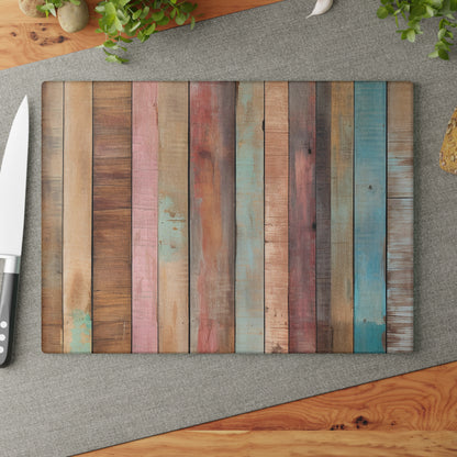 Wooden Print Glass Cutting Board