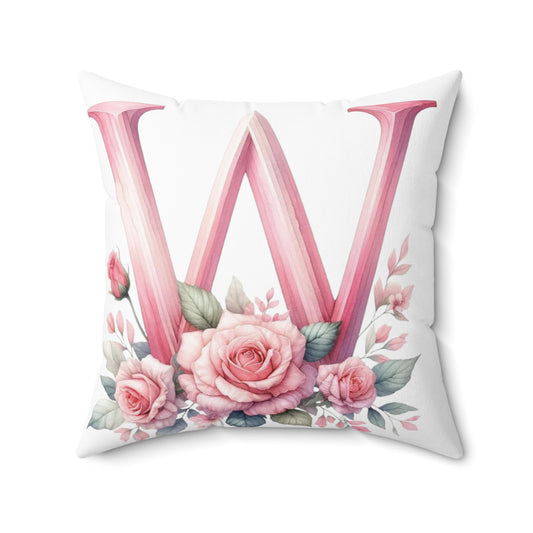 Alphabet Flowers Print Spun Polyester Square Pillow