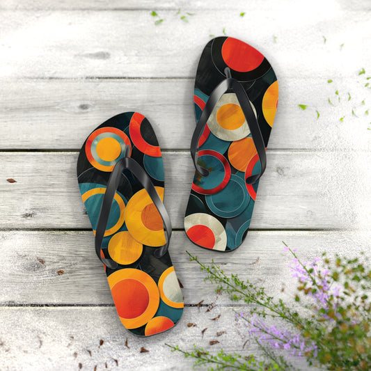 Abstract Decorative Circles Pattern Flip-Flops