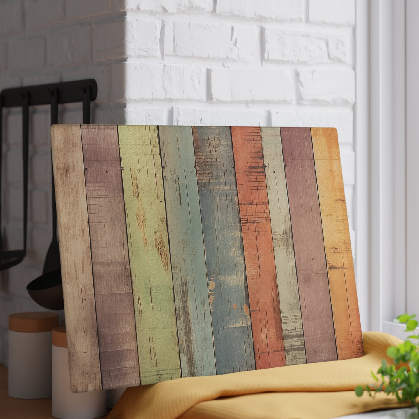 Wooden Print Glass Cutting Board