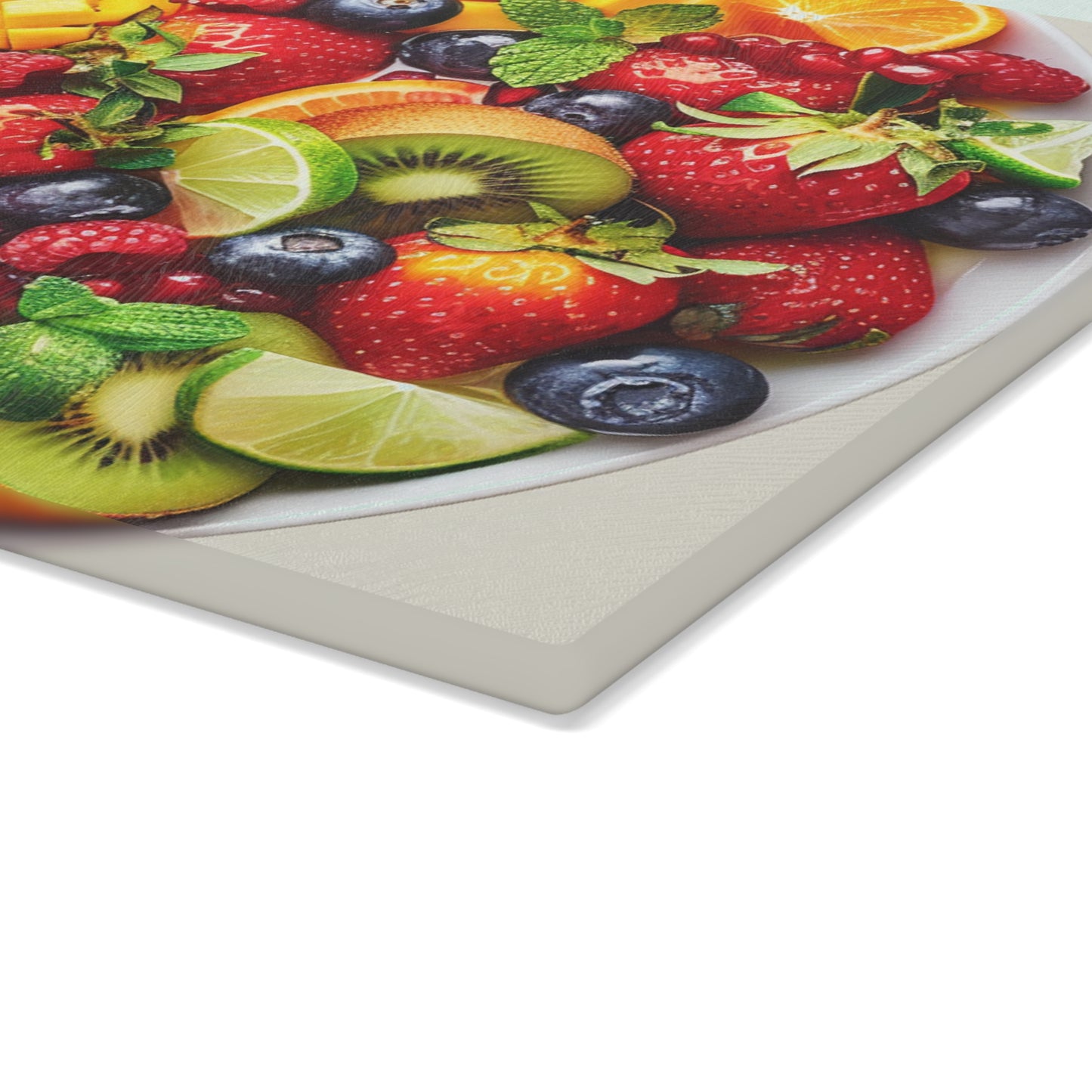 Fruits Print Glass Cutting Board