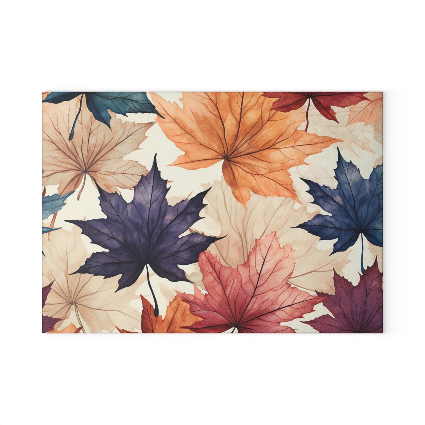 Autumn Floral Glass Cutting Board