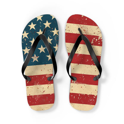 Distressed American Flag Flip-Flops