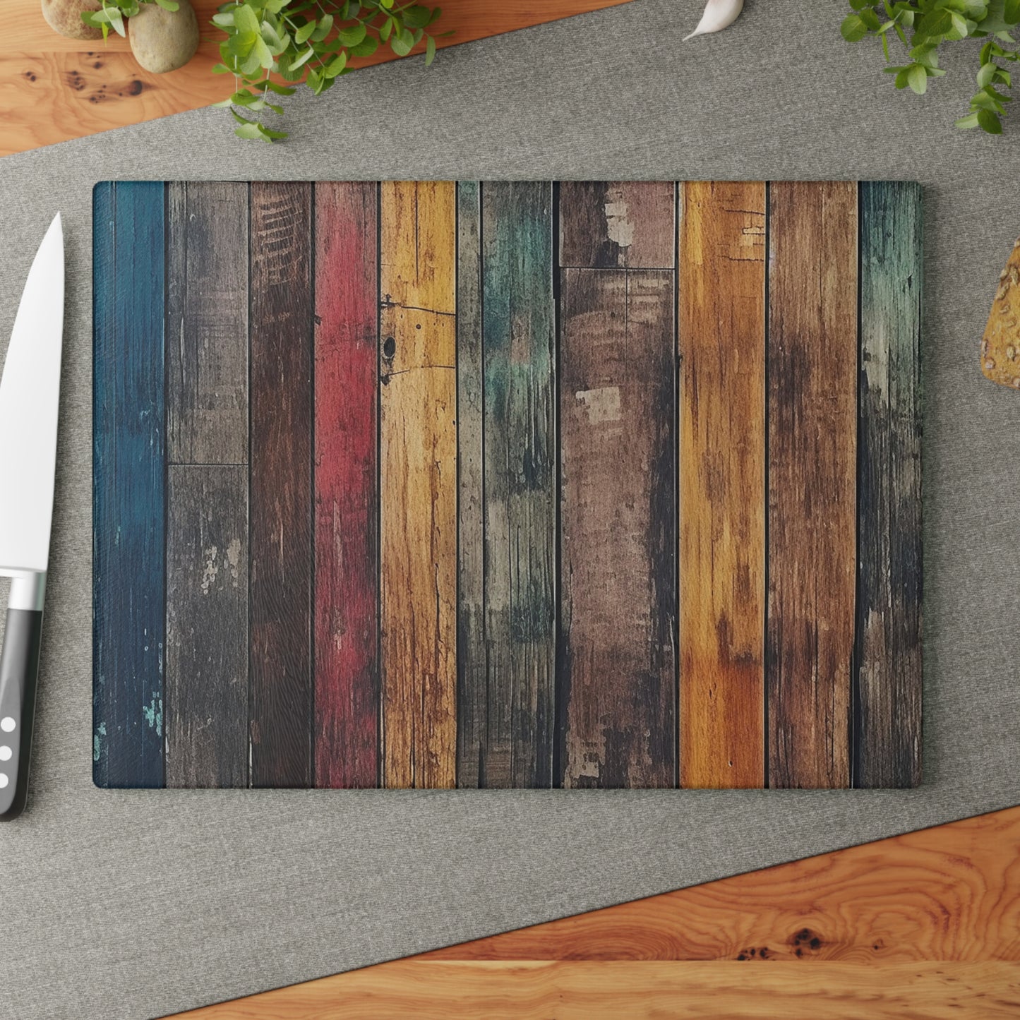 Wooden Print Glass Cutting Board