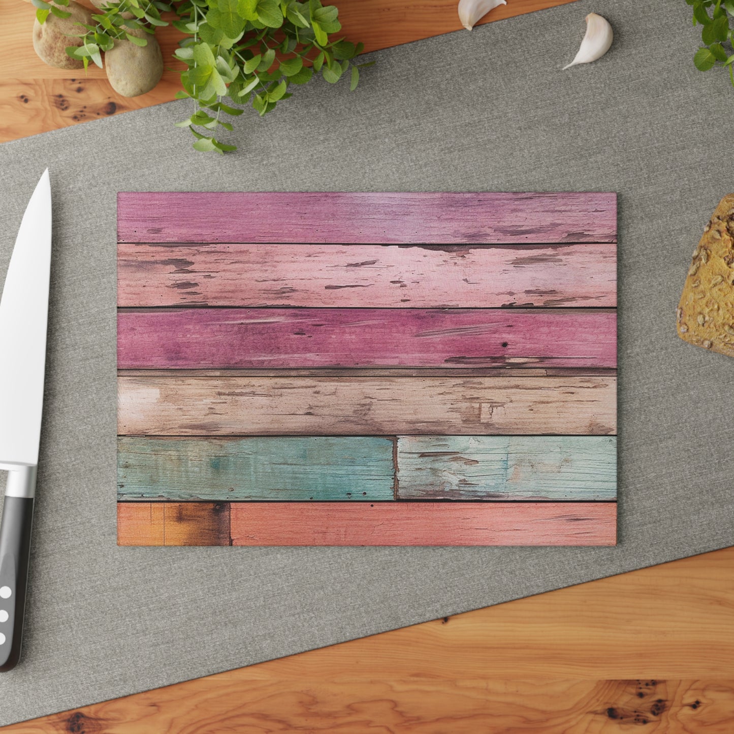 Wooden Print Glass Cutting Board