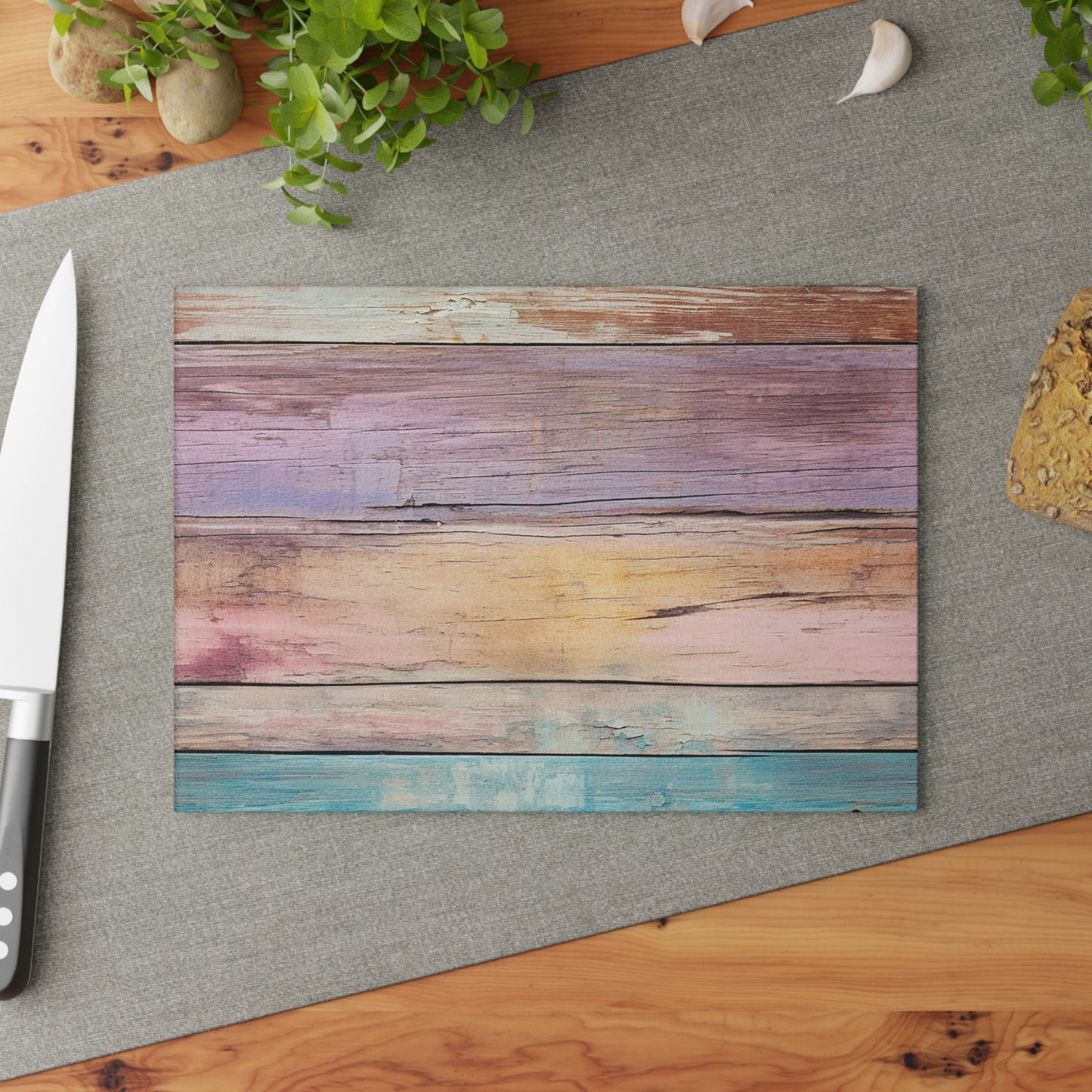 Wooden Print Glass Cutting Board