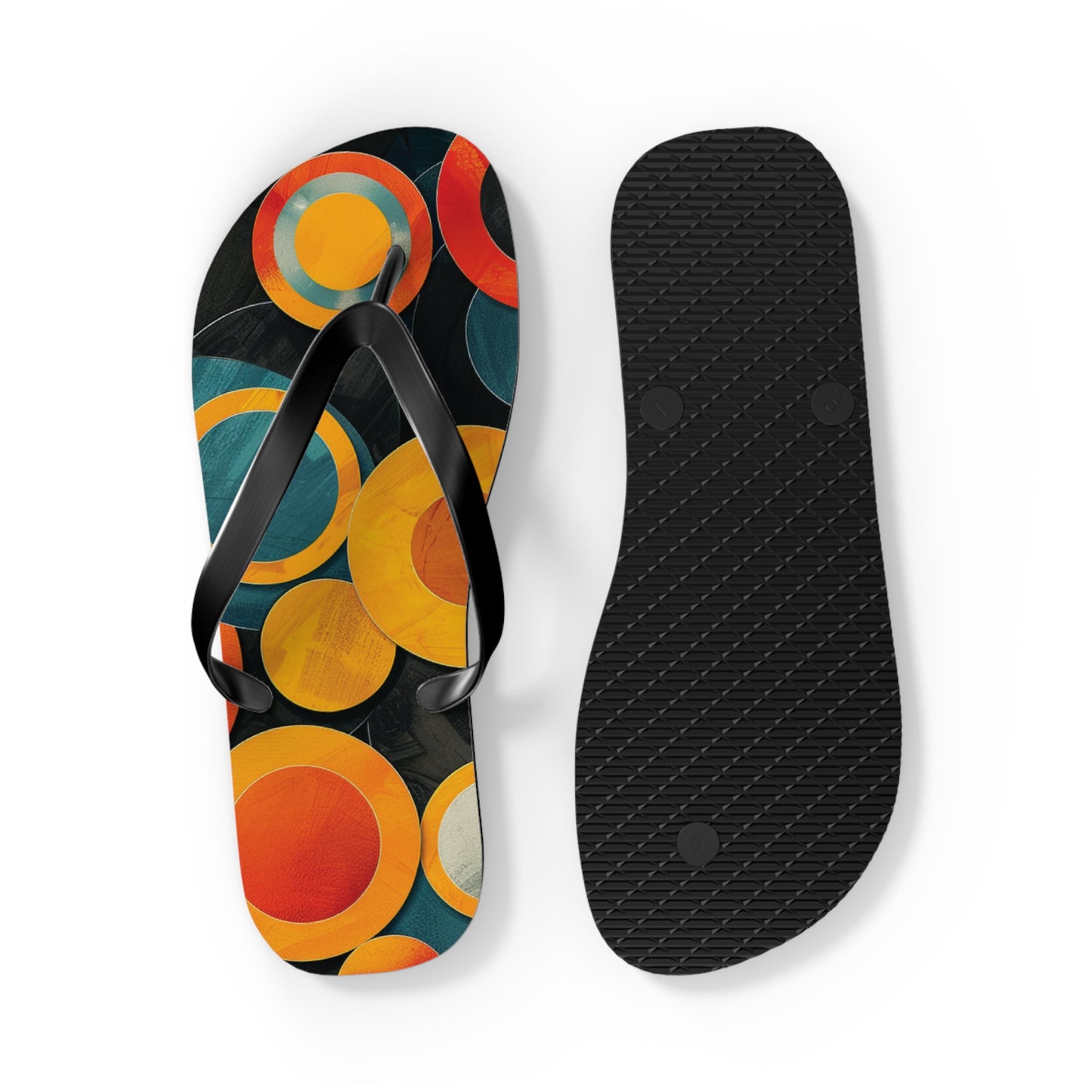 Abstract Decorative Circles Pattern Flip-Flops