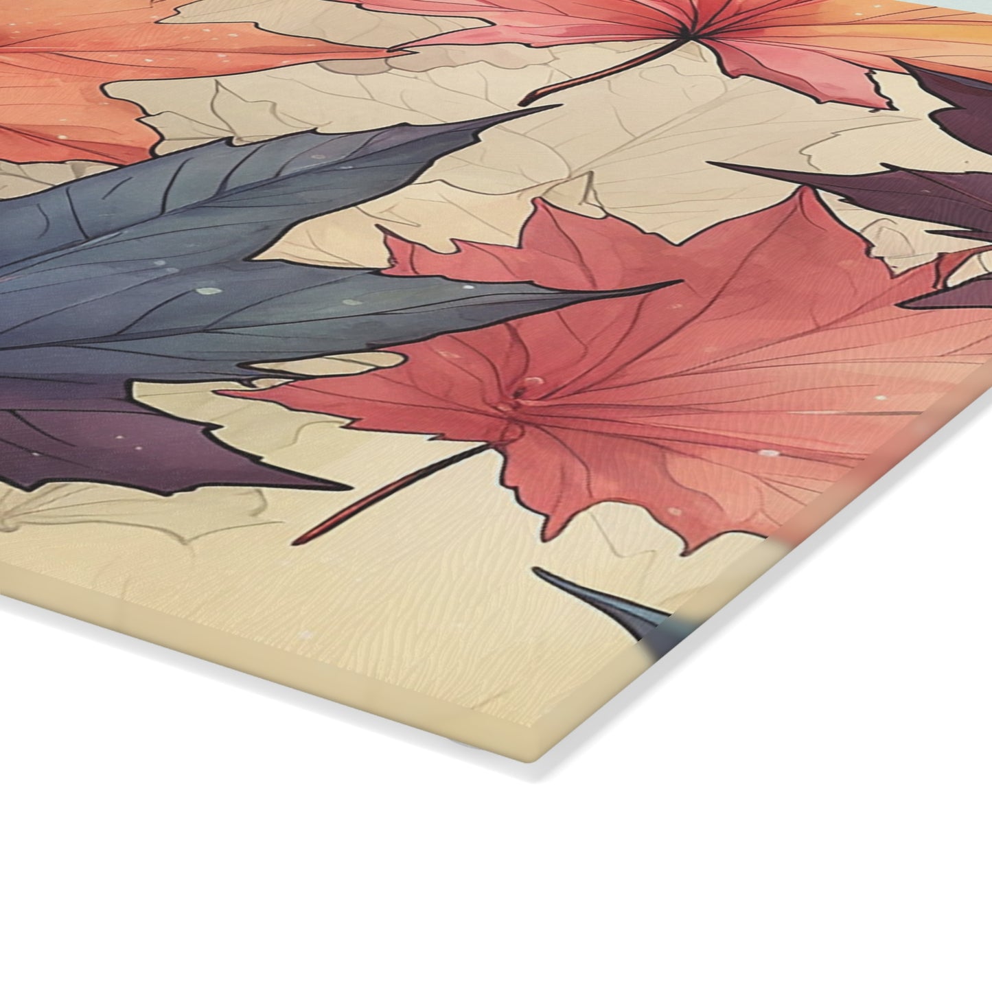 Autumn Floral Glass Cutting Board