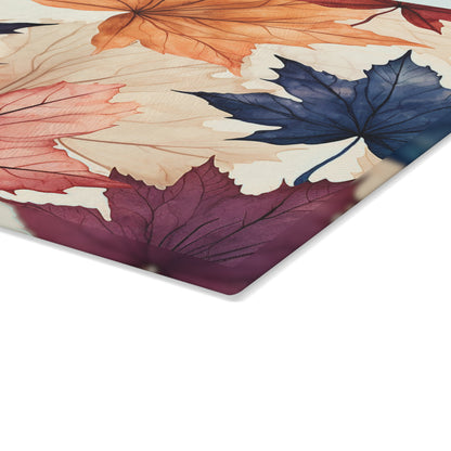 Autumn Floral Glass Cutting Board