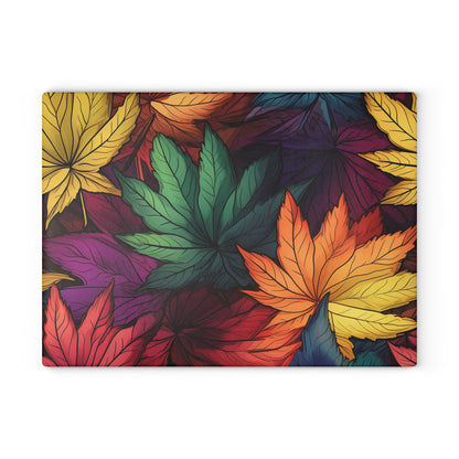 Autumn Floral Glass Cutting Board