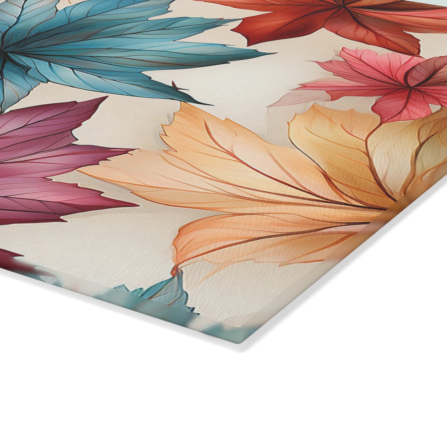 Autumn Floral Glass Cutting Board