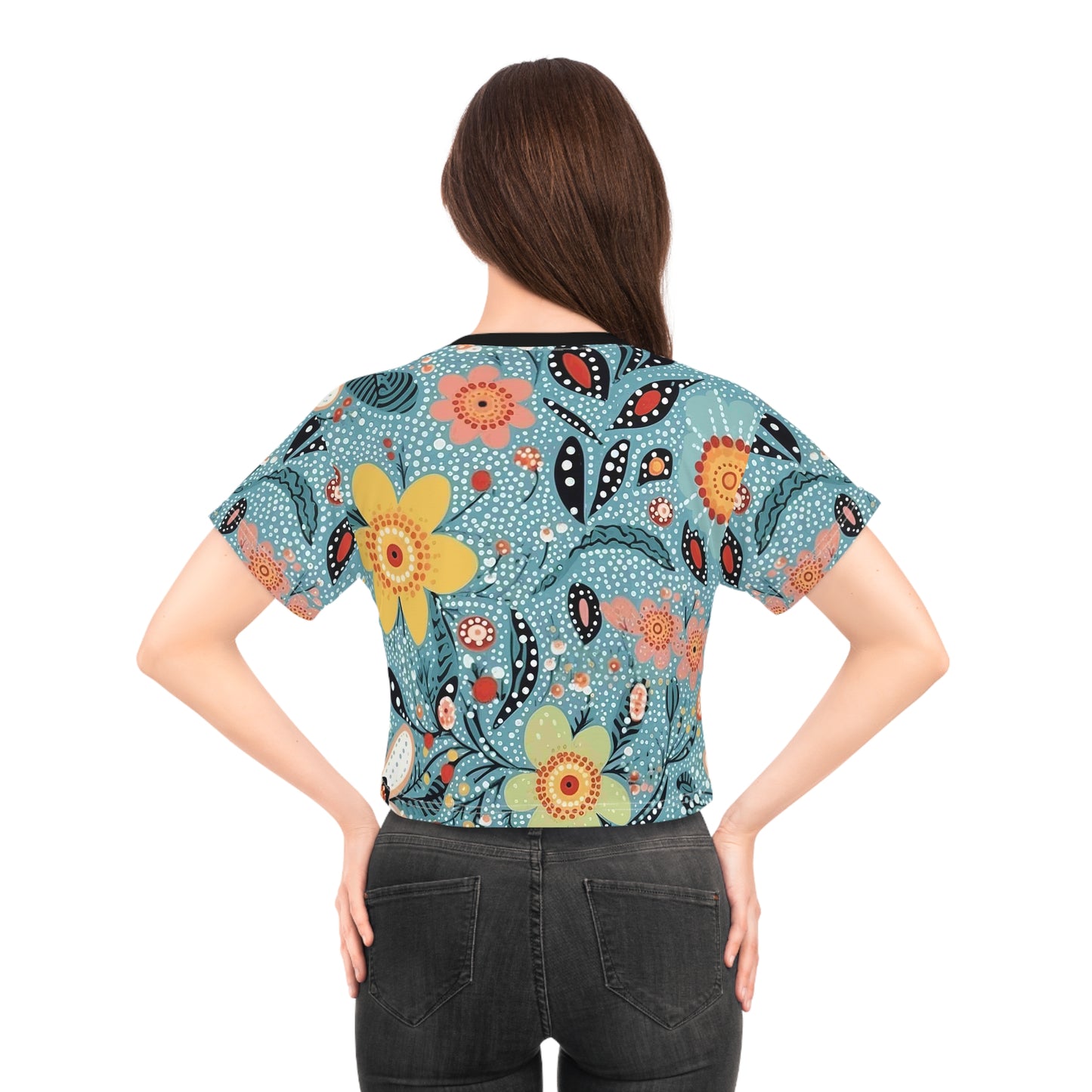 Aboriginal Flower Pattern (AOP) Crop Tee