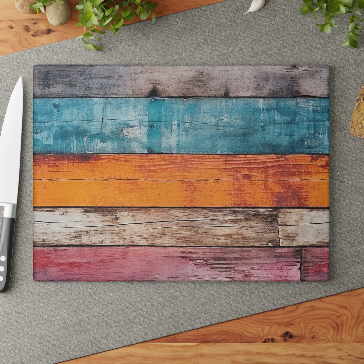 Wooden Print Glass Cutting Board