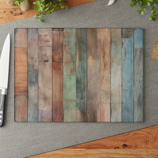 Wooden Print Glass Cutting Board