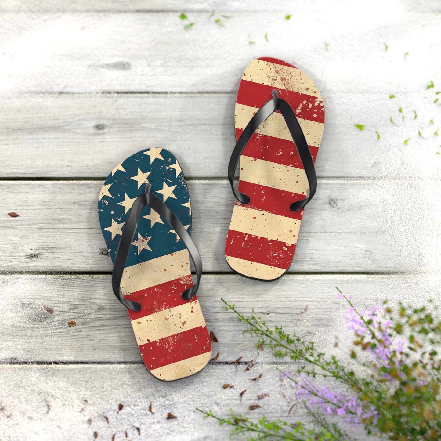 Distressed American Flag Flip-Flops