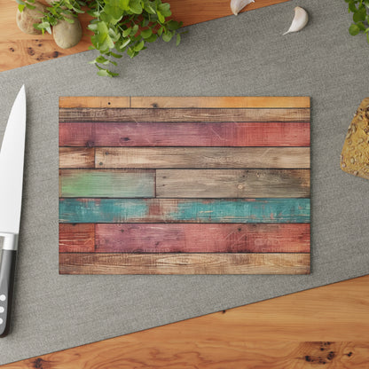 Wooden Print Glass Cutting Board