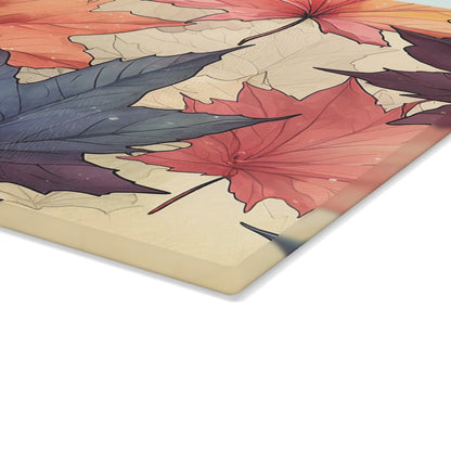 Autumn Floral Glass Cutting Board