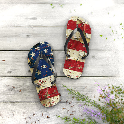 Distressed American Flag Flip-Flops