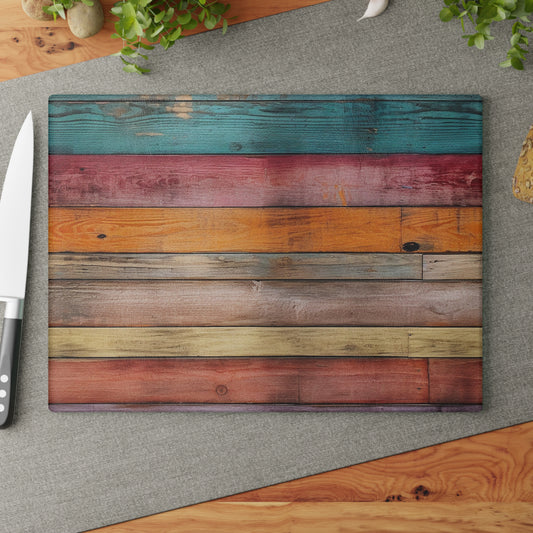 Wooden Print Glass Cutting Board