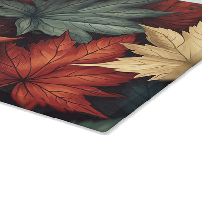 Autumn Floral Glass Cutting Board