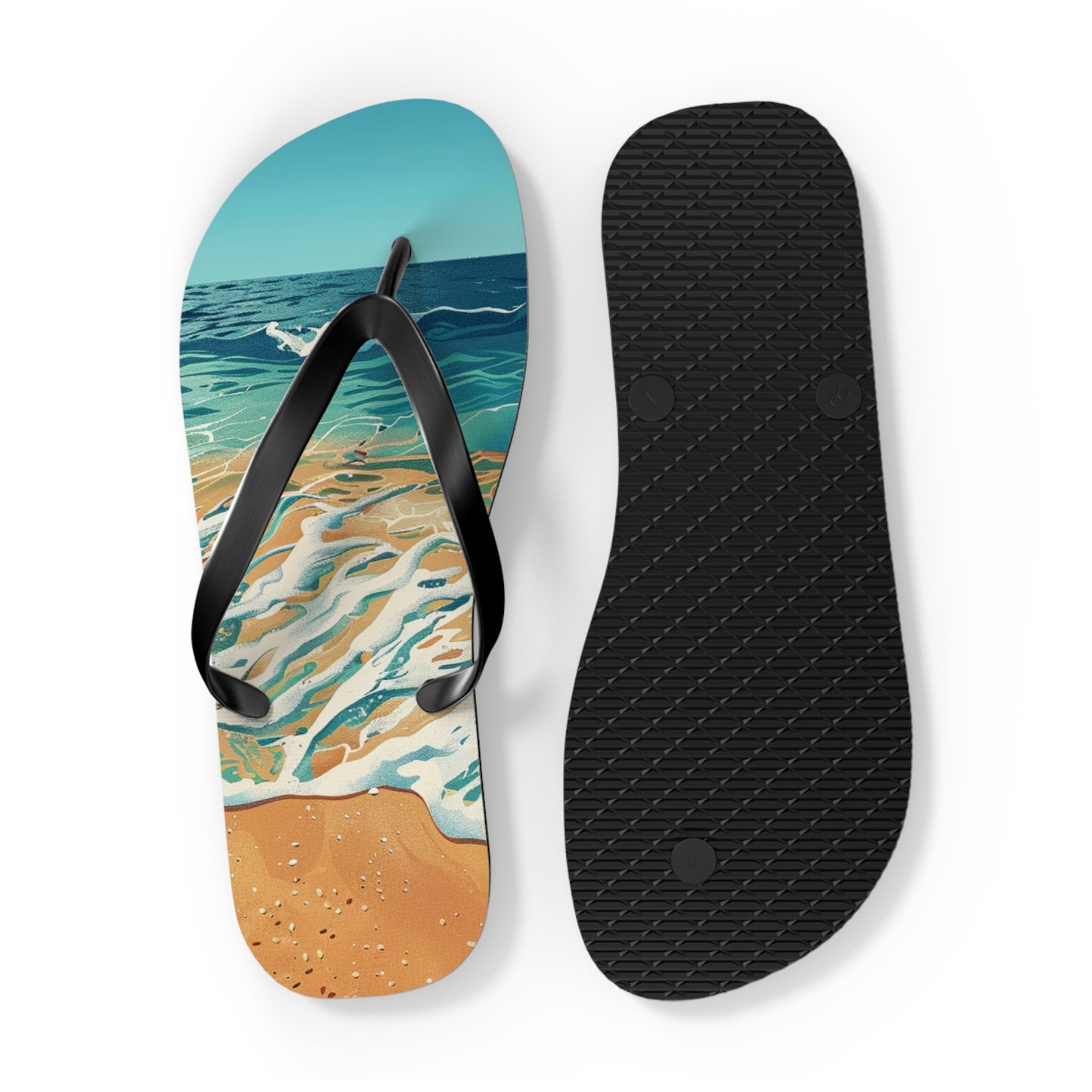 Sand Shore Ocean Waves Flip-Flops