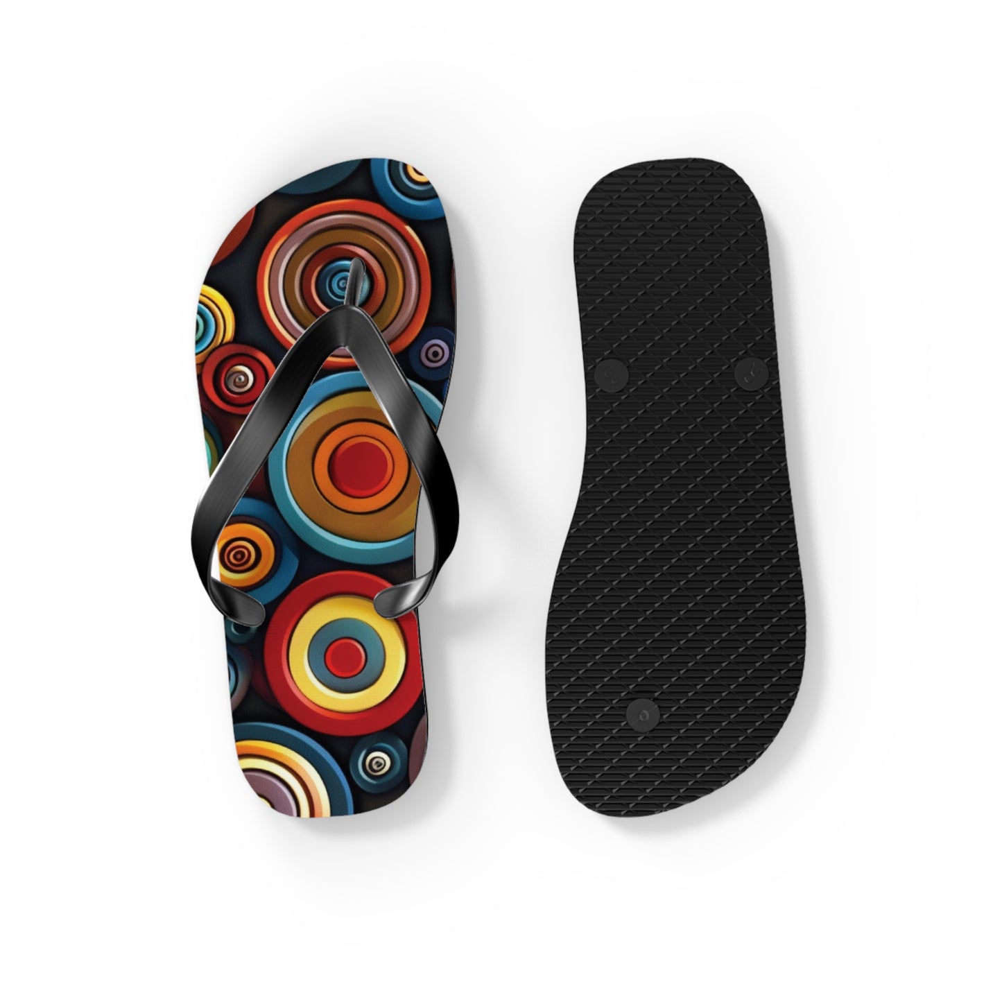 Abstract Decorative Circles Pattern Flip-Flops