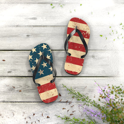 Distressed American Flag Flip-Flops